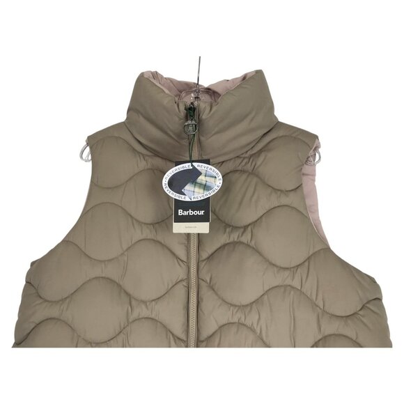 Barbour Vest Womens Size 14‎ US 18 UK Reversible Shelly Gilet Quilted Beige Pink - Picture 3 of 15